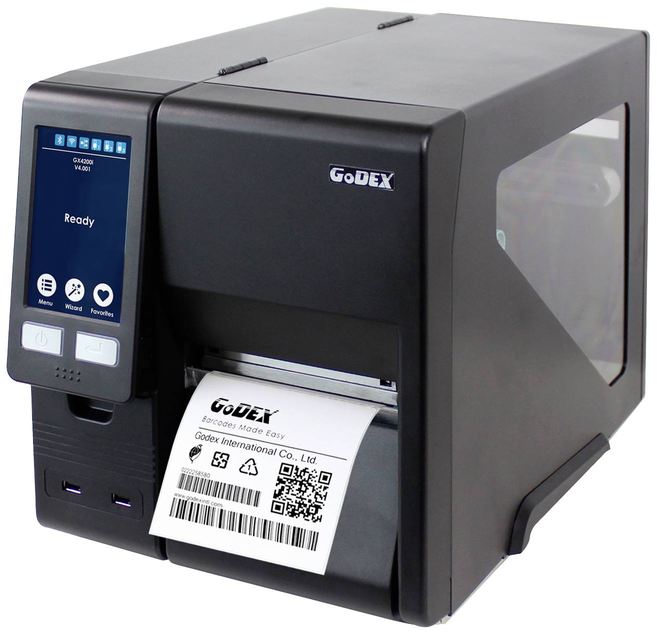 Godex GX4200i Label printer Direct thermal , Thermal transfer 203 x 203 dpi Max. label width: 118 mm USB, RS-232, LAN
