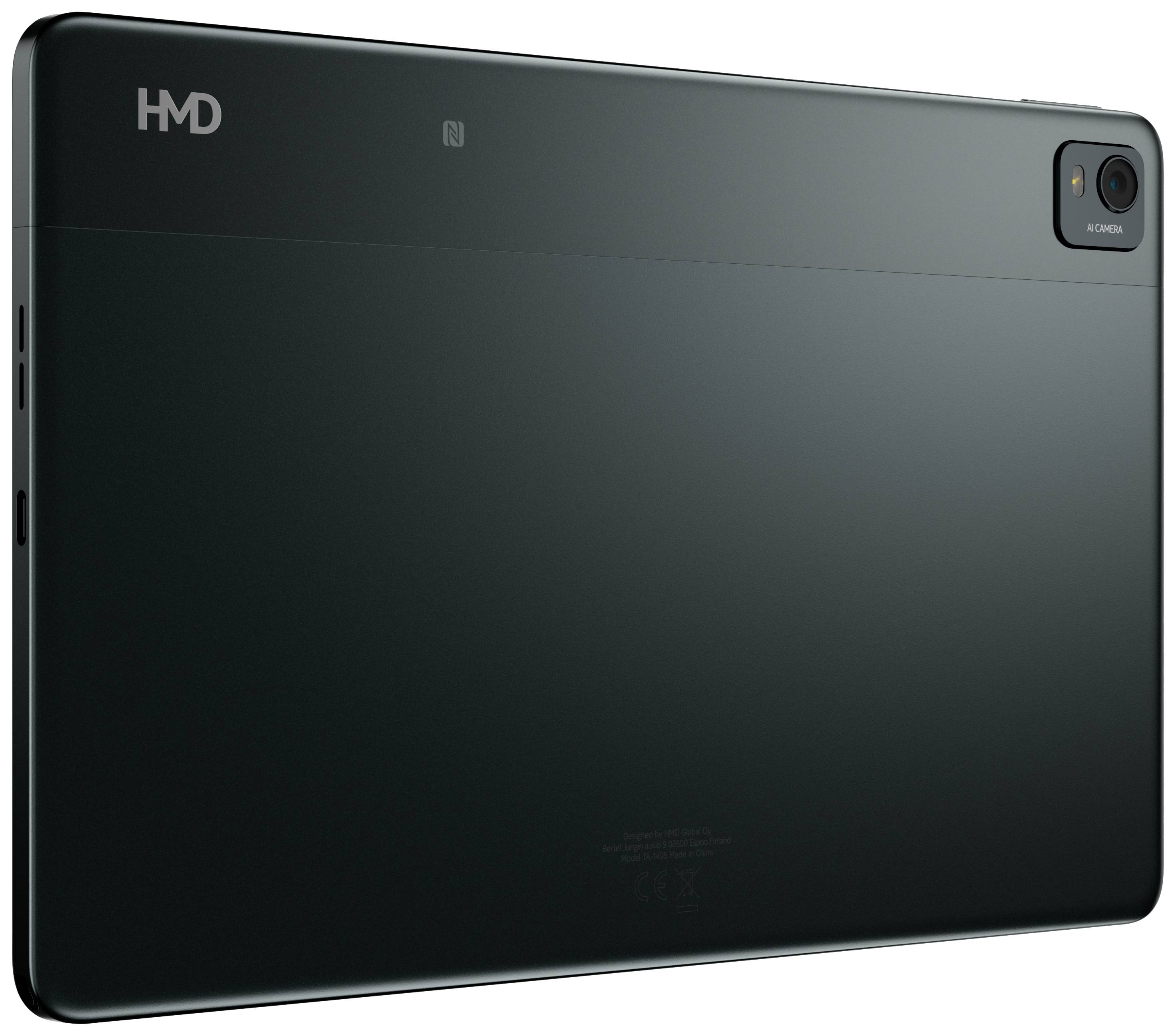 A modern tablet with a rear-facing camera, minimalist design in a dark colour.