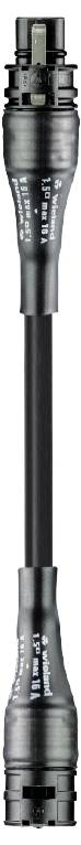 Two black torches are stacked behind one another, connected by a black cylindrical rod.
