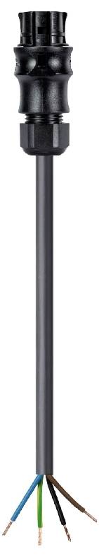 Five-core black cable with stripped ends for connections.
