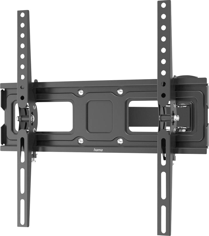 Wall bracket for TV sets, tiltable and swivelling, made of metal, suitable for various screen sizes.