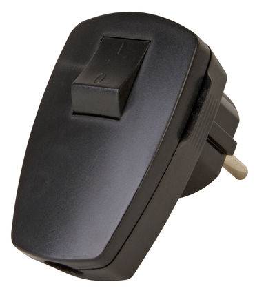 N & L 10233 Safety L-shape mains plug Plastic + switch 230 V Black