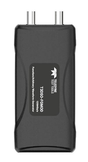 Black electronic device with the inscription 'TELEDYNE TEST TOOLS T3DSO-DGND'. It has two connections on the top.