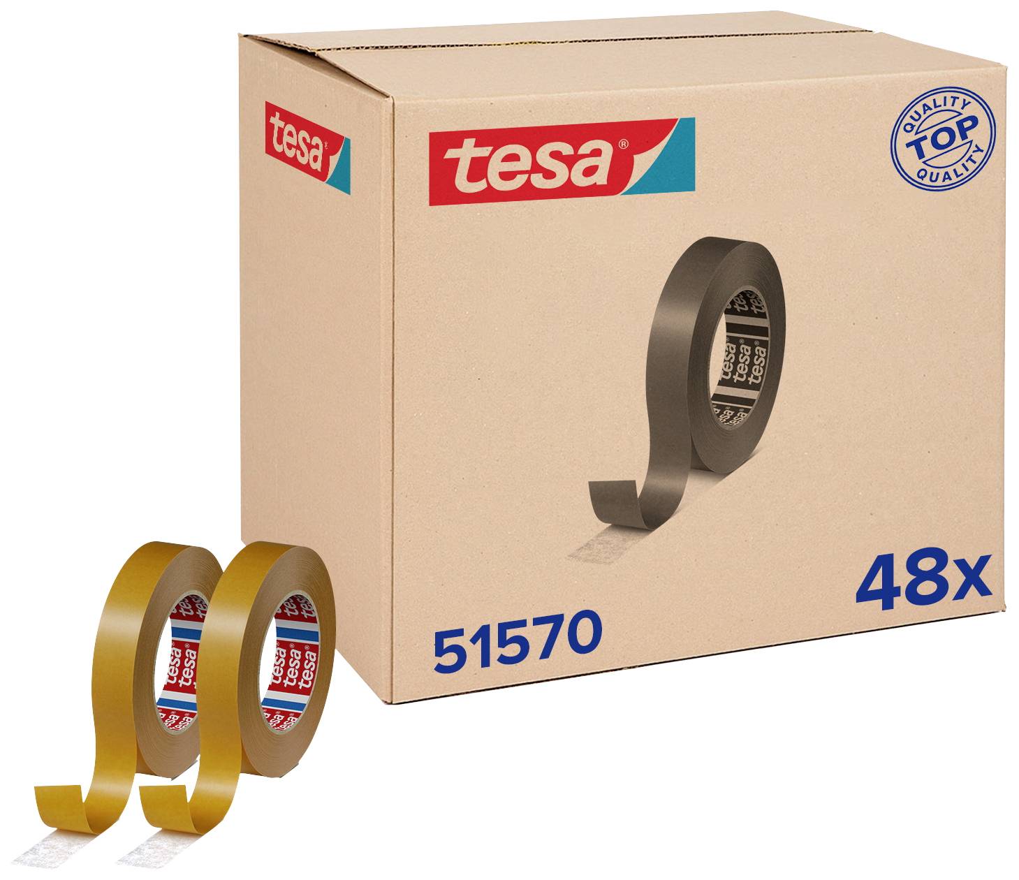Pack of 48 Tesa adhesive tape rolls, including two visible rolls labelled 'tesa'.