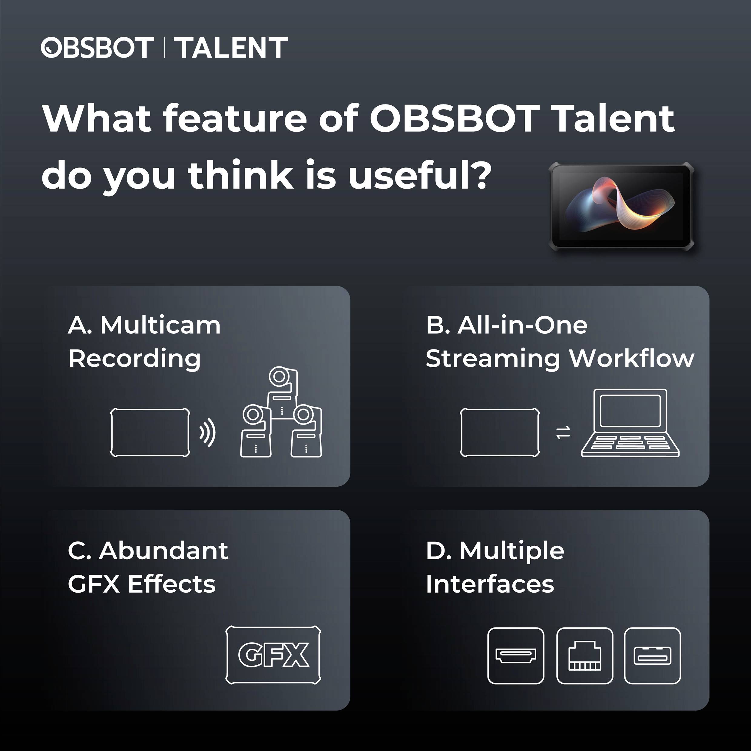 Obsbot OPB-2402-C Talent Modular 4K video conferencing system