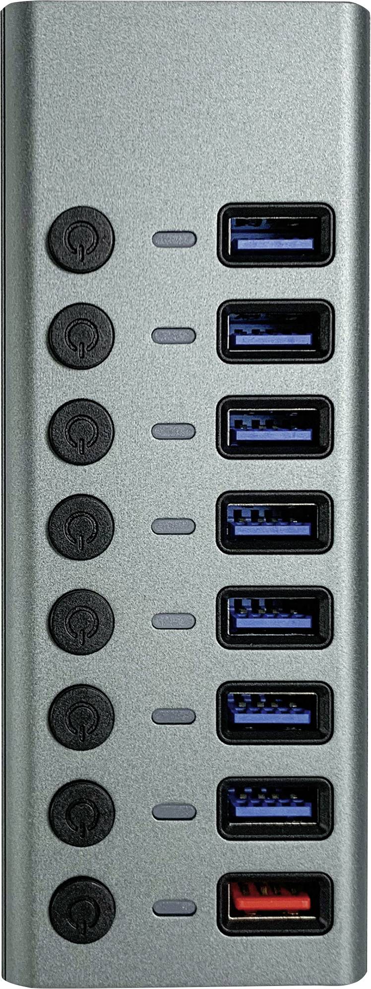 Maxtrack CH11L 8 ports USB 3.0 hub individually connectable Silver-grey