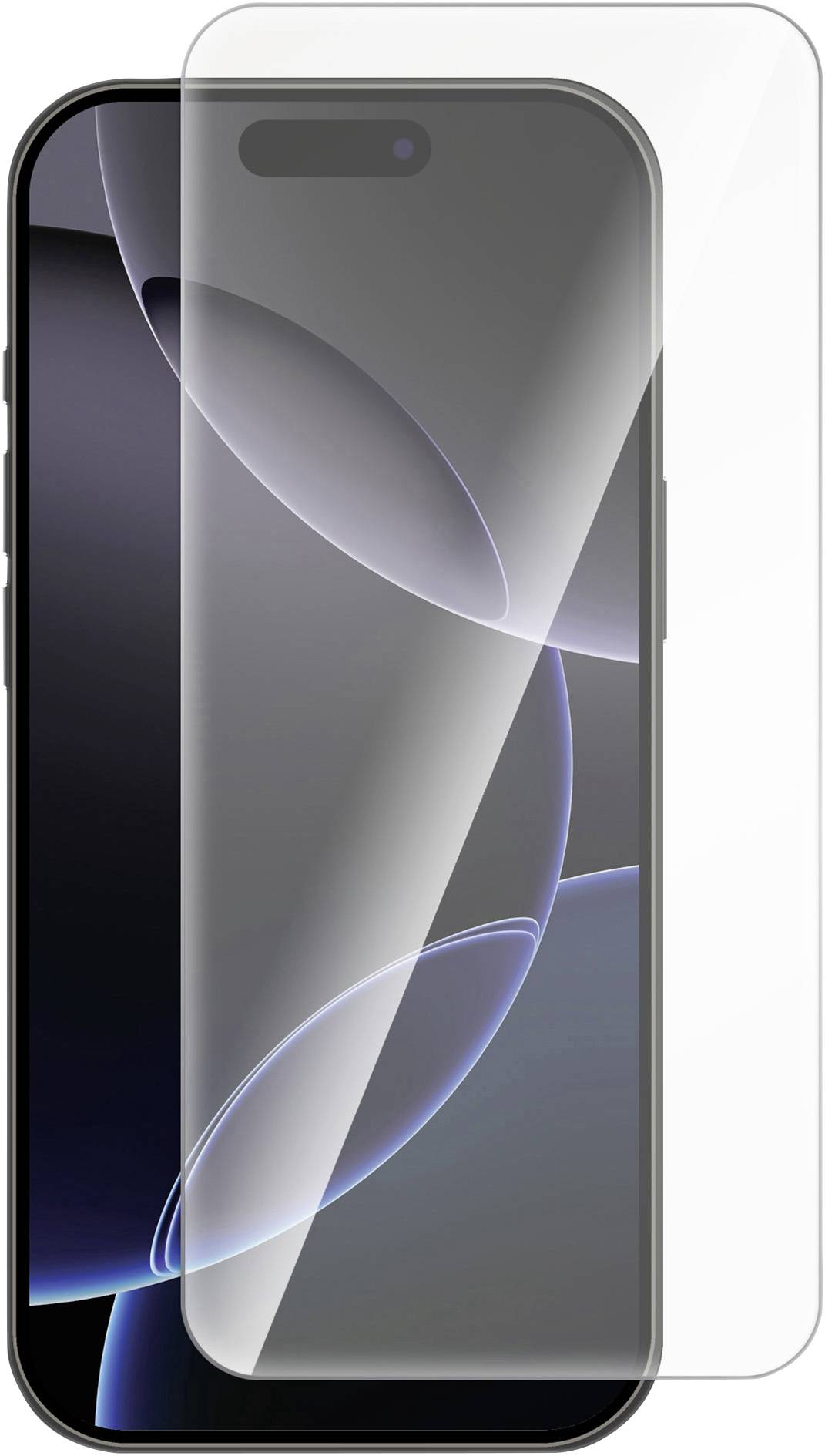 Smartphone with a glass screen protector. The protector sits over the screen and is transparent to prevent scratches.