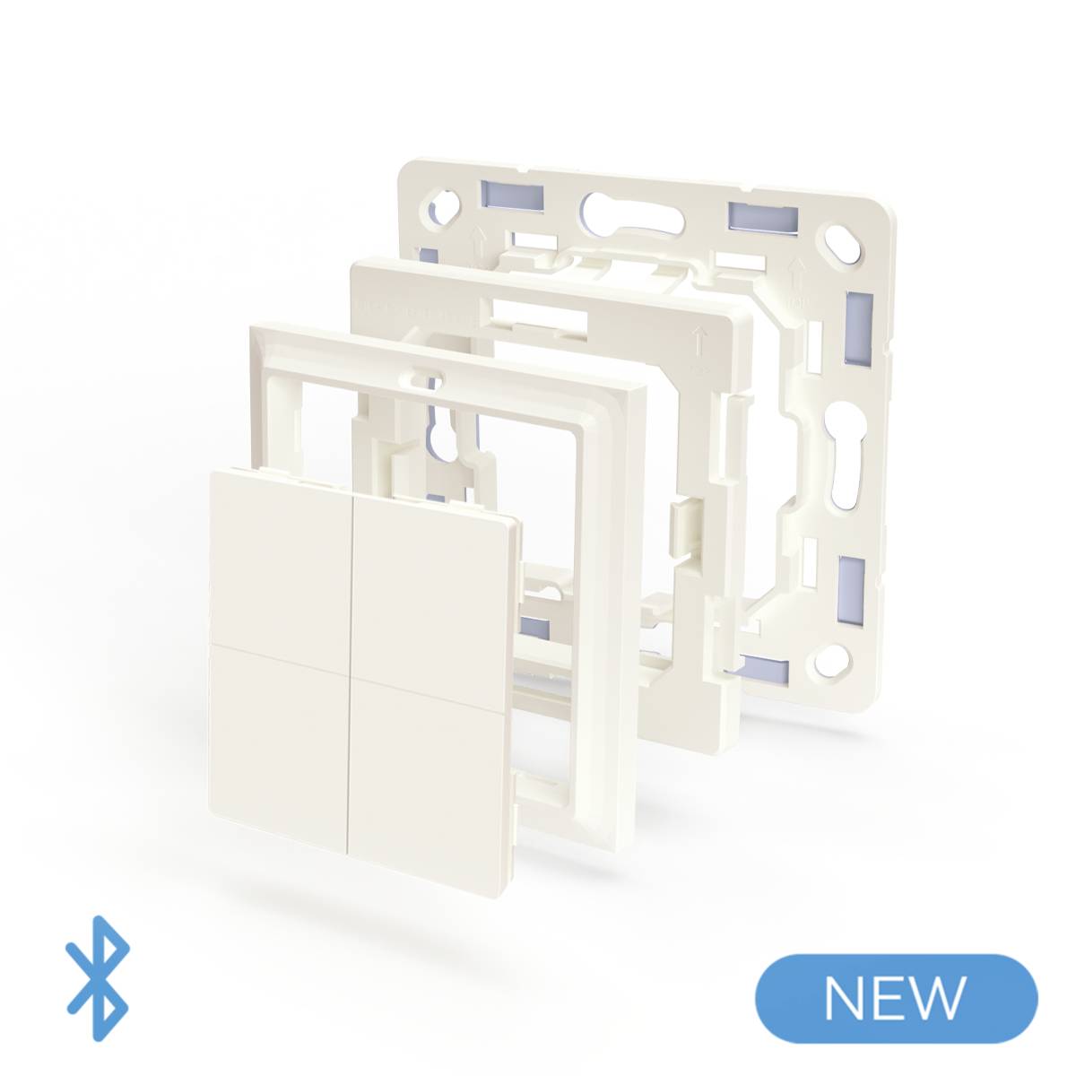 Exploded view diagram of a modular switch with Bluetooth functionality.