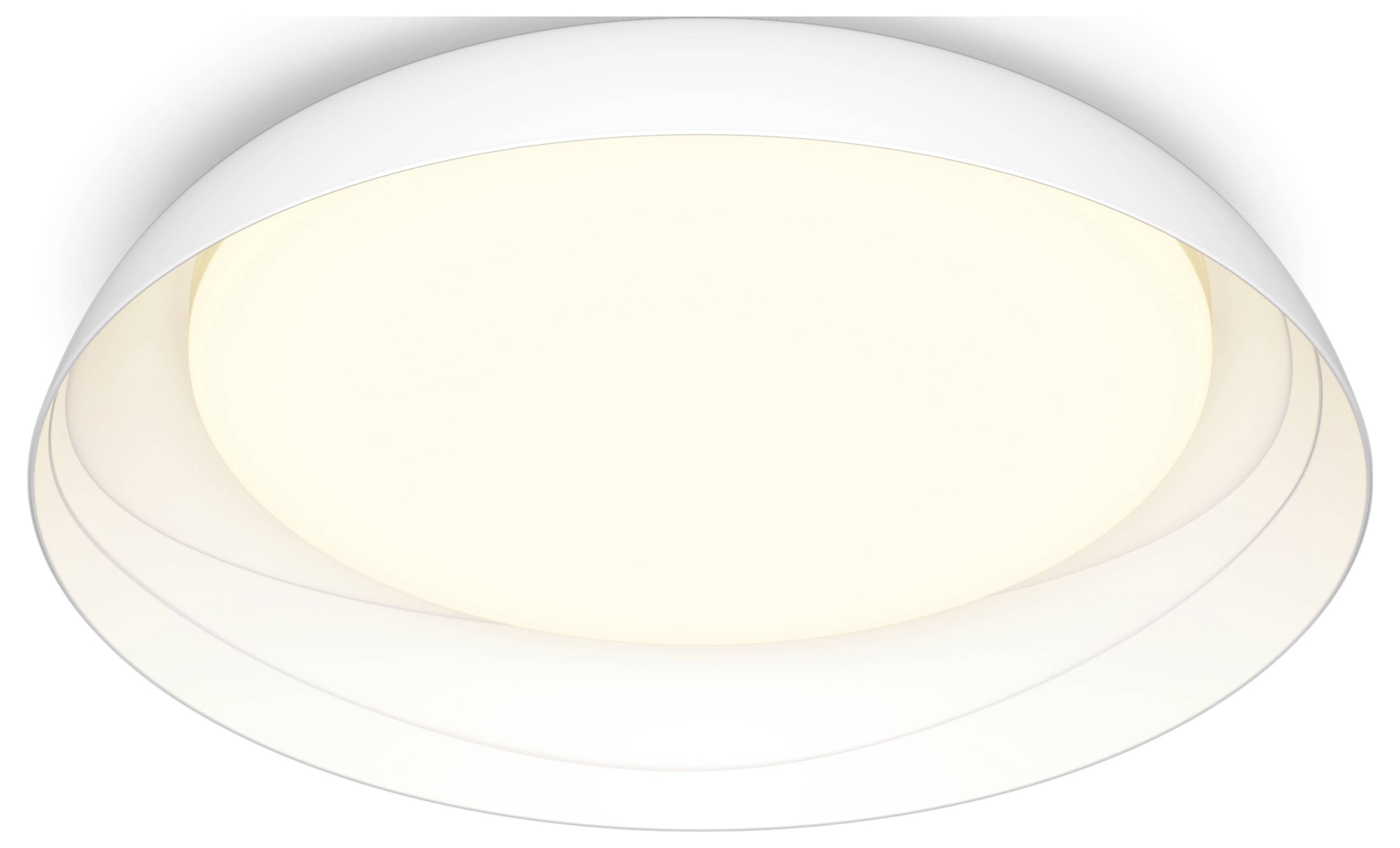 Ceiling light with a white, circular design and warm, even illumination. Suitable for contemporary interiors.