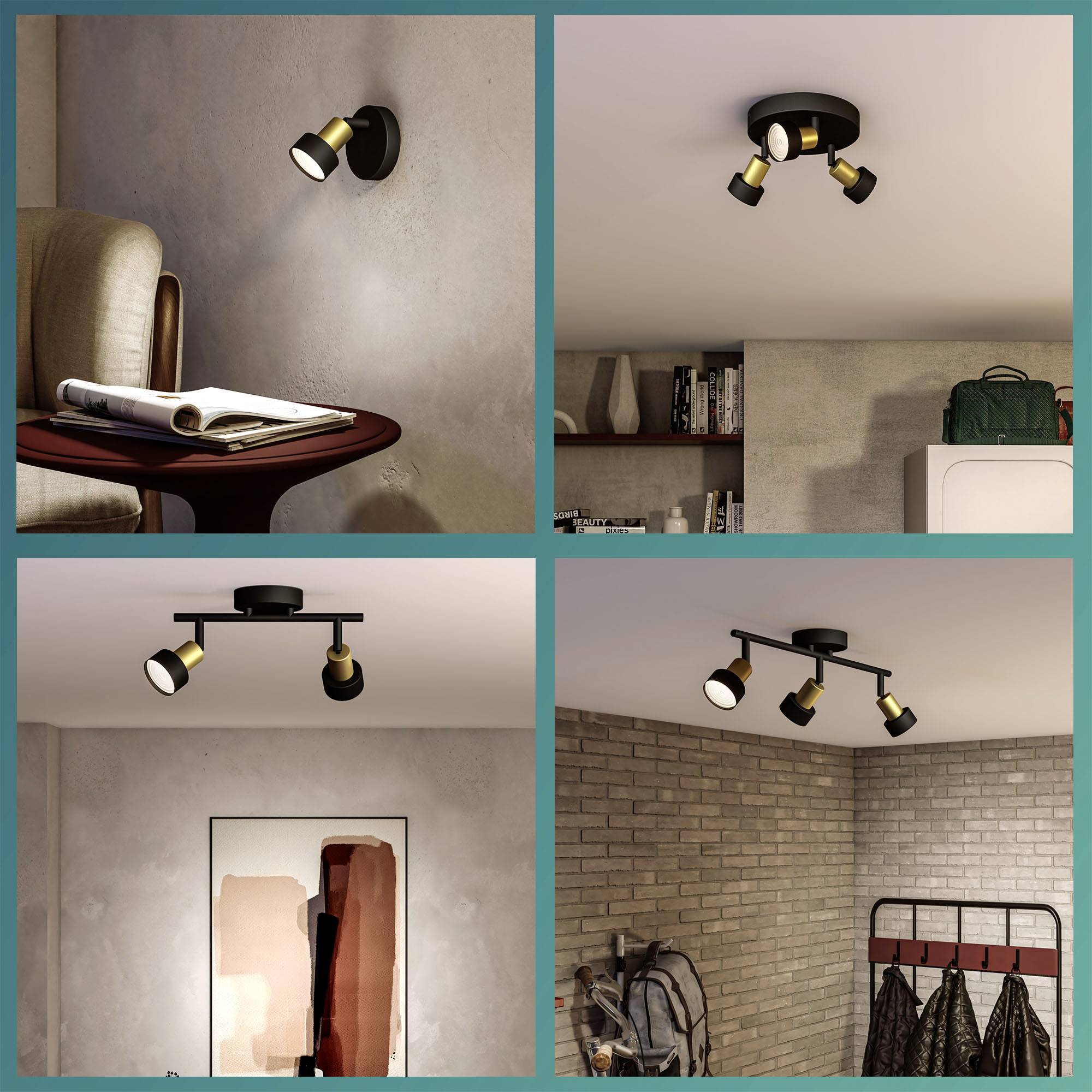 Philips Conduit 8720169299931 Ceiling floodlight GU10 Black, Gold