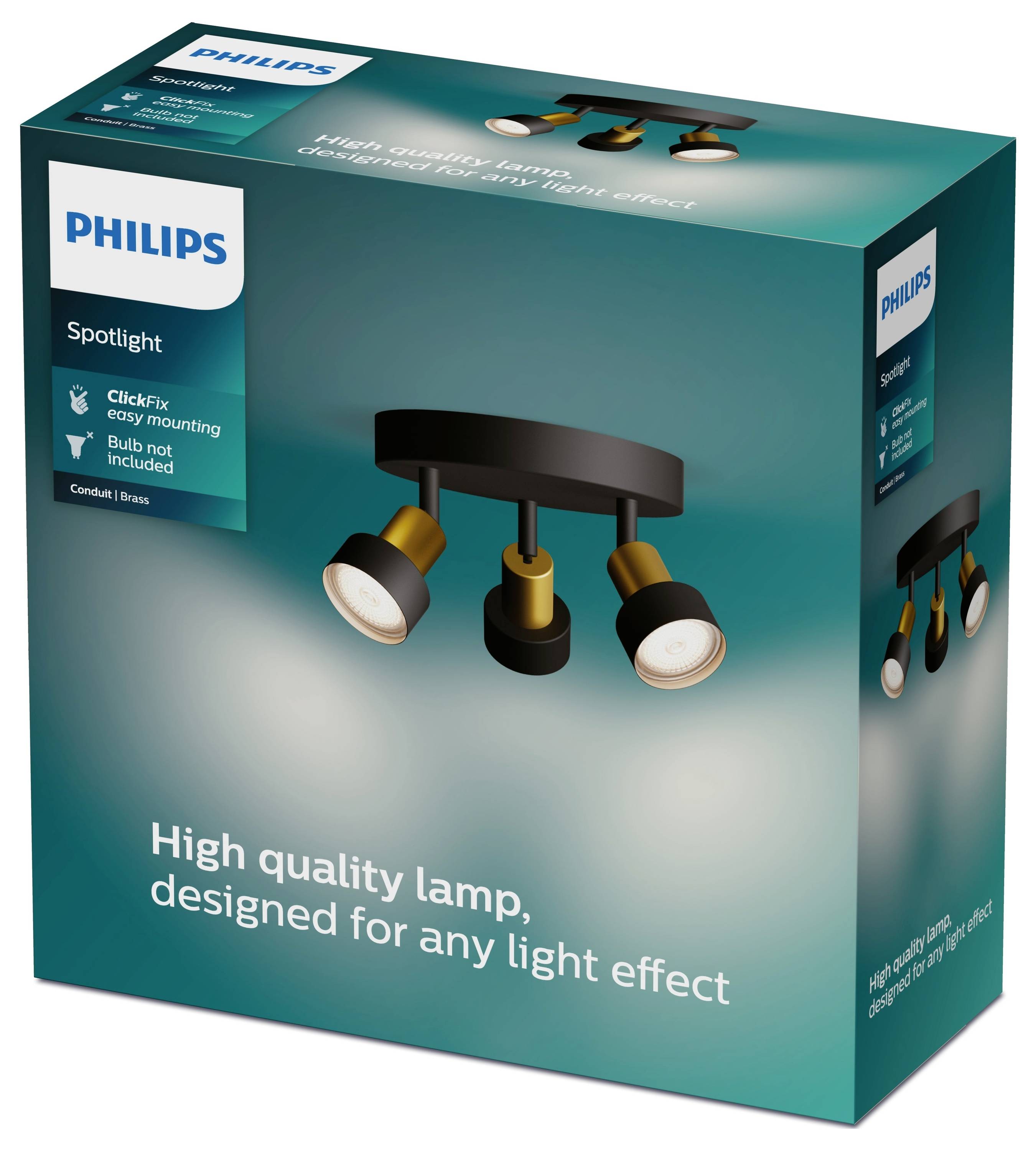 Philips Conduit 8720169299955 Ceiling floodlight GU10 Black, Gold