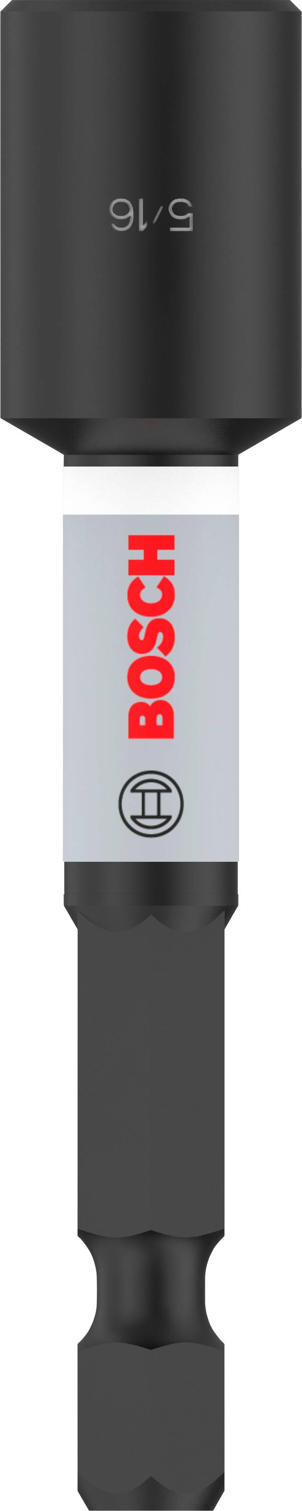 A hexagonal Bosch socket wrench with '5/16' printed on the black tip, suitable for screw-related work.