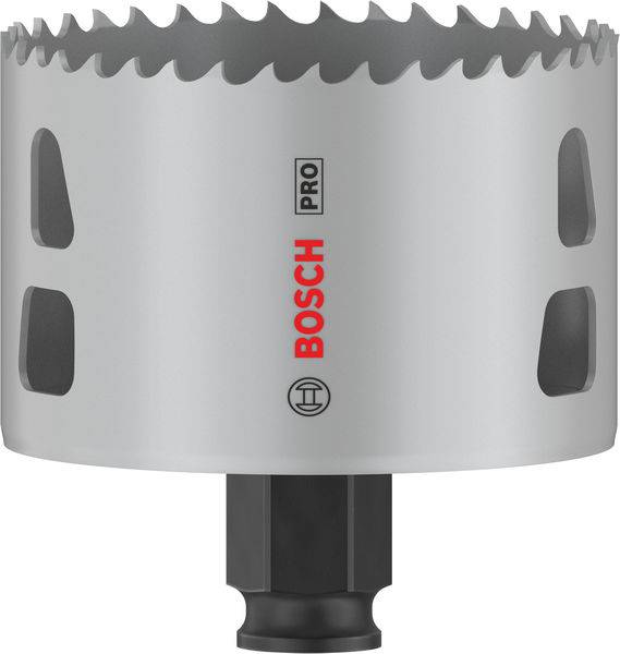 Metal Saw Crown by Bosch with robust design and sharp teeth, suitable for precise drilling into metal surfaces.