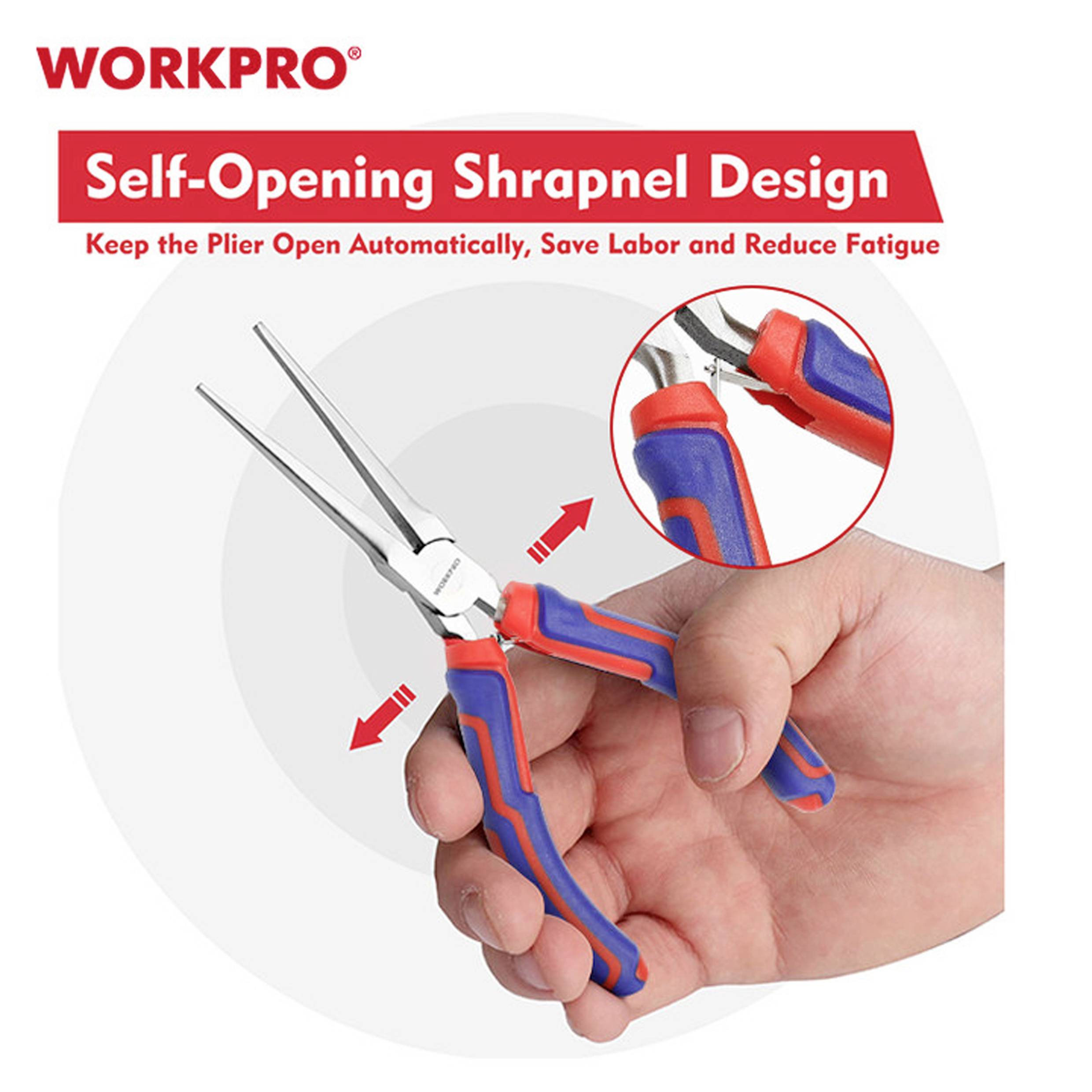 WorkPro WP231095 Universal Mini needle nose pliers Chromium-vanadium steel 110 mm