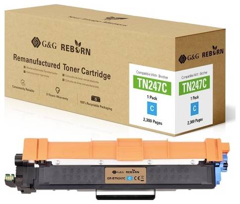 G&G Toner replaced Brother TN-247C Compatible Cyan 2300 Sides Reborn remanufactured 21185