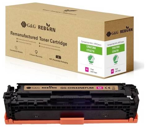 G&G Toner replaced HP, Canon 125A, 128A, 131X, 716M, 731M Compatible Magenta 1400 Sides Reborn remanufactured 21204
