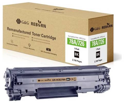 A compatible toner cartridge for printers, compatible with models 78A/726, 2100-page capacity, black ink.