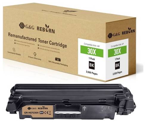 G&G Reborn 30X Toner Cartridge, compatible with HP, 3,500 pages, black, in recycled packaging, 3-year warranty