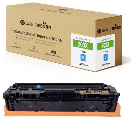 G&G Toner replaced HP 203X Compatible Cyan 2500 Sides Reborn remanufactured 21266