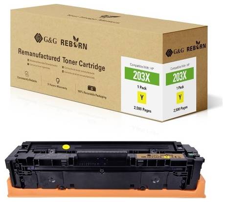 G&G Toner replaced HP 203X Compatible Yellow 2500 Sides Reborn remanufactured 21267