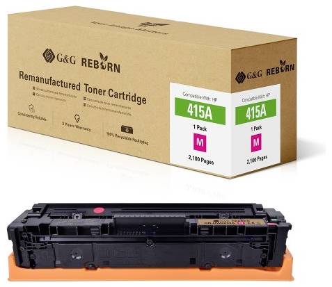 G&G Toner replaced HP 415A Compatible Magenta 2100 Sides Reborn remanufactured 21272