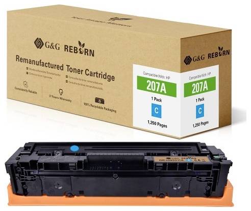 G&G Toner replaced HP 207A Compatible Cyan 1250 Sides Reborn remanufactured 21282