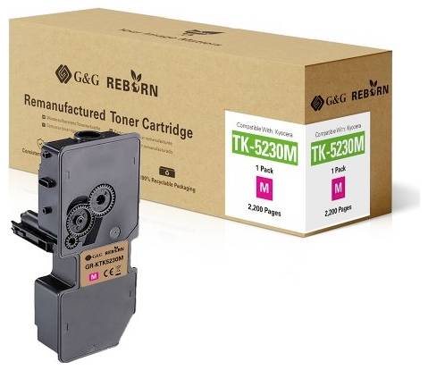 'G&G Reborn' Toner Cartridge in Original Packaging for TK-5230M, compatible with Kyocera. One pack, prints 2,200 pages.