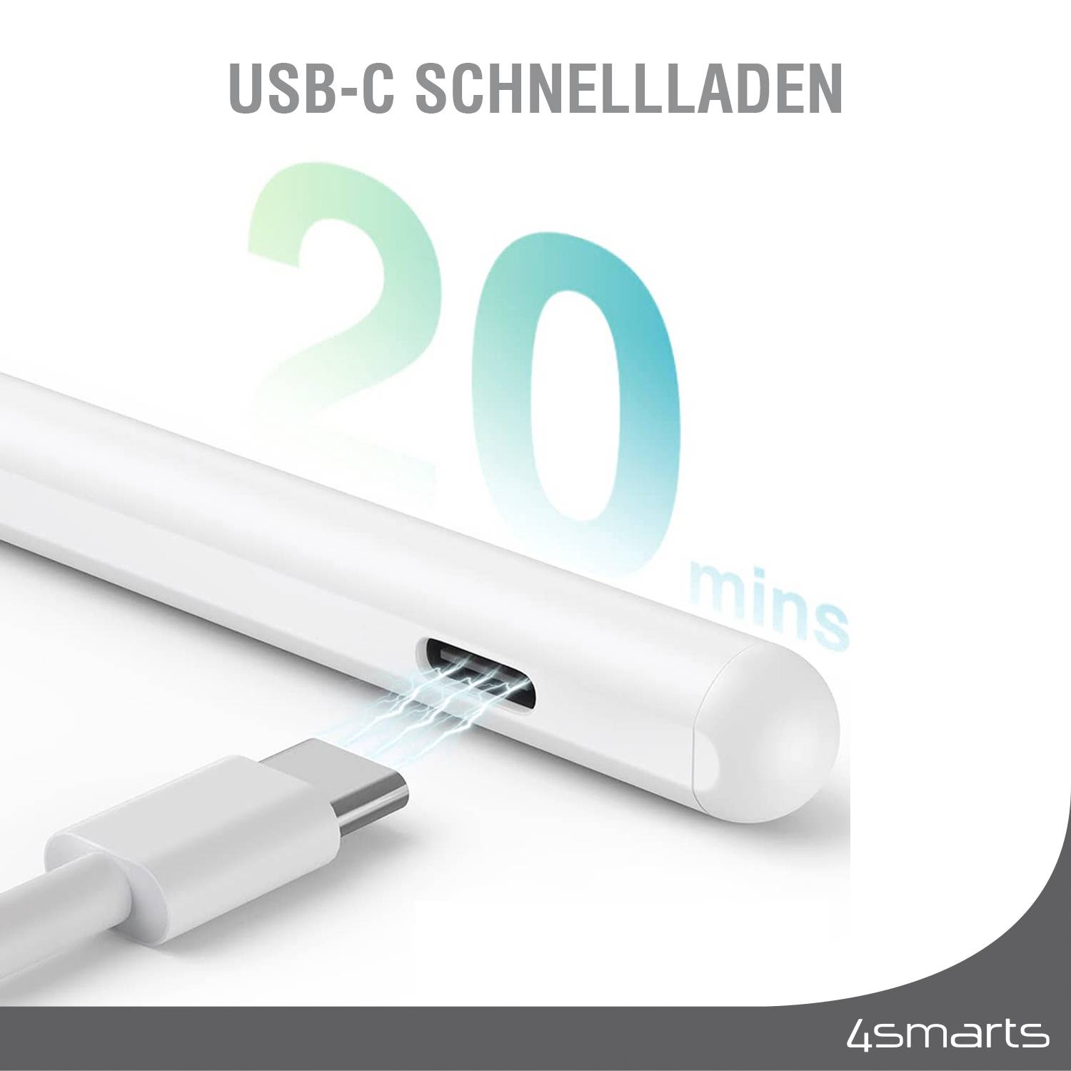 4Smarts Aktiver Pencil Pro Touchpen Bluetooth, Rechargeable White