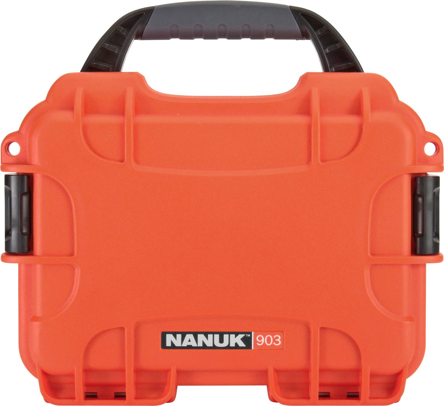 Orange protective carry case with handle, robust design and fastenings, suitable for the secure transportation of delicate items.