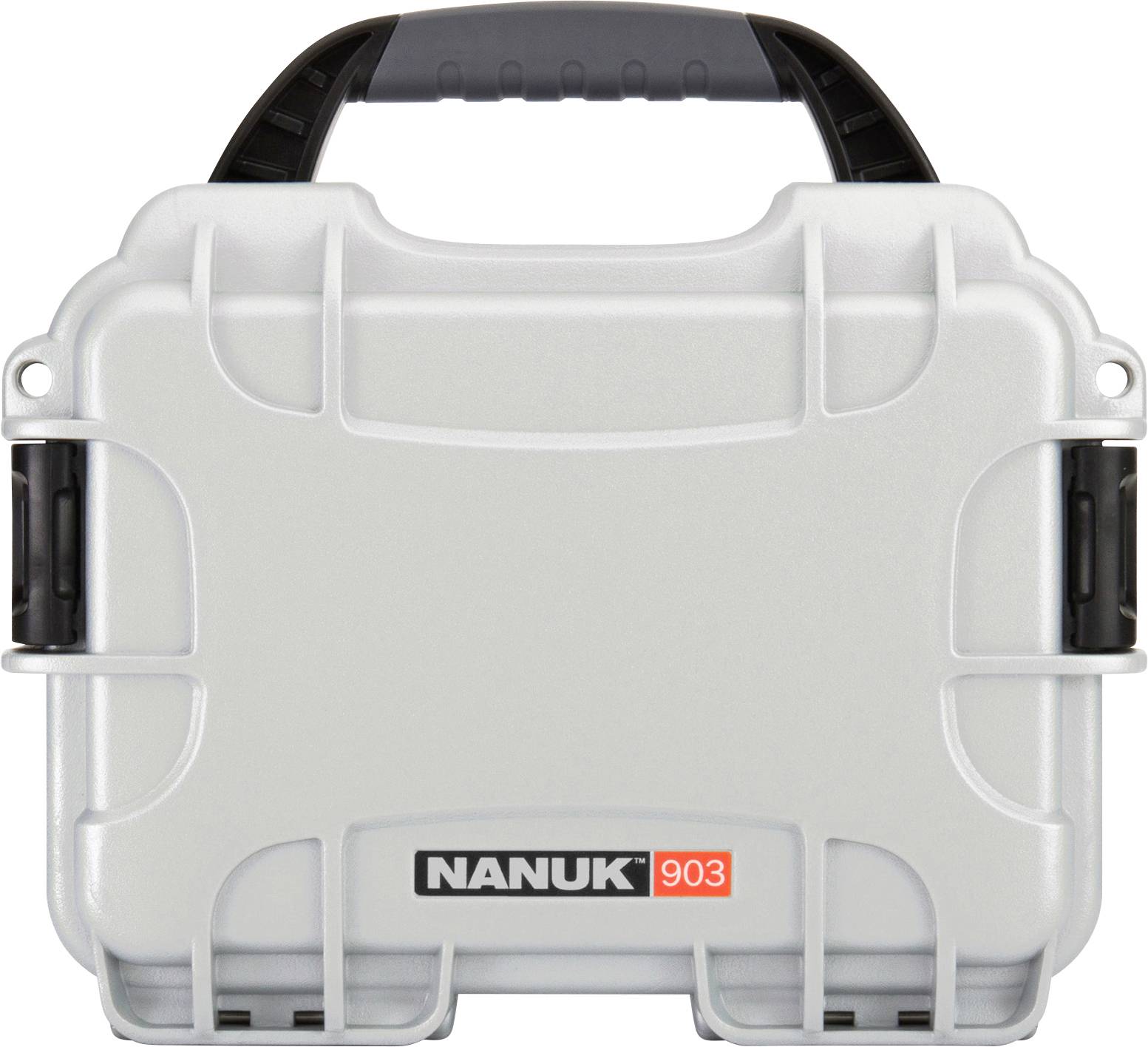 A grey protective case with a black handle, marked with 'NANUK 903' on the front.