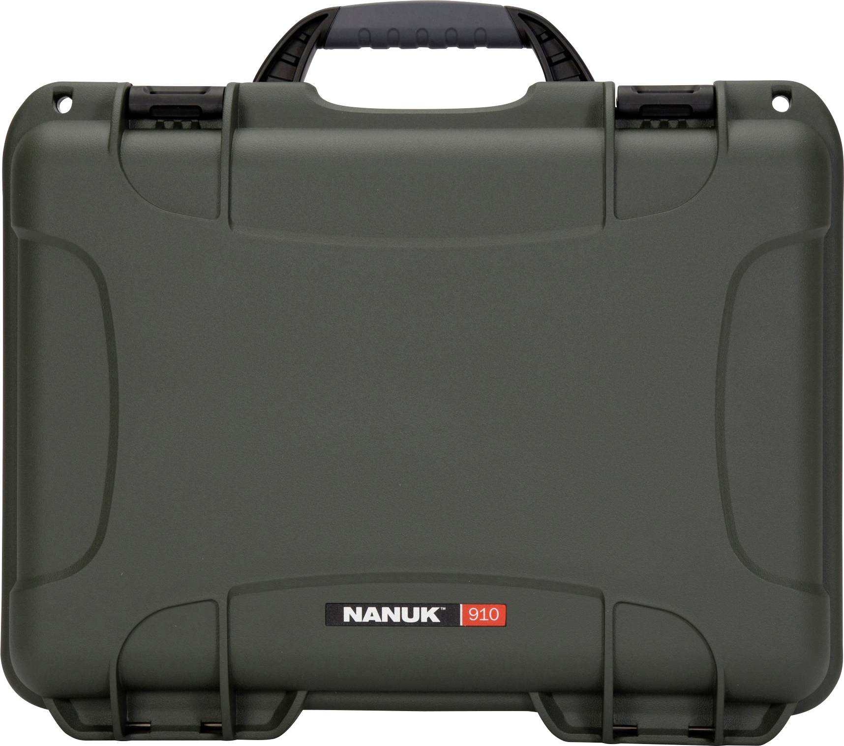 Robust black suitcase with carry handle and 'NANUK 910' printed on the front.