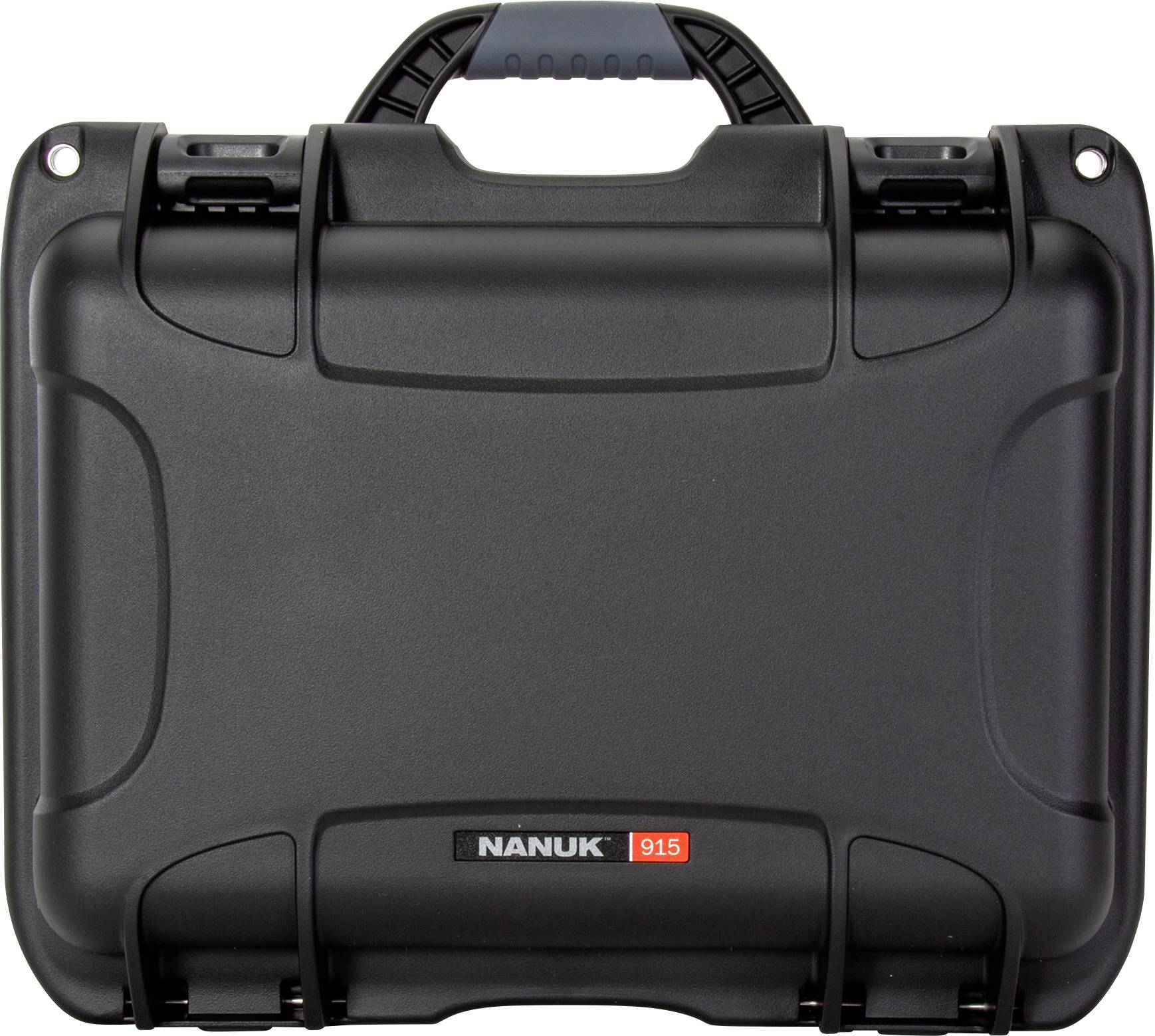 Black, robust protective case with handle, brand name 'Nanuk 915' on the front. Ideal for securely transporting equipment.