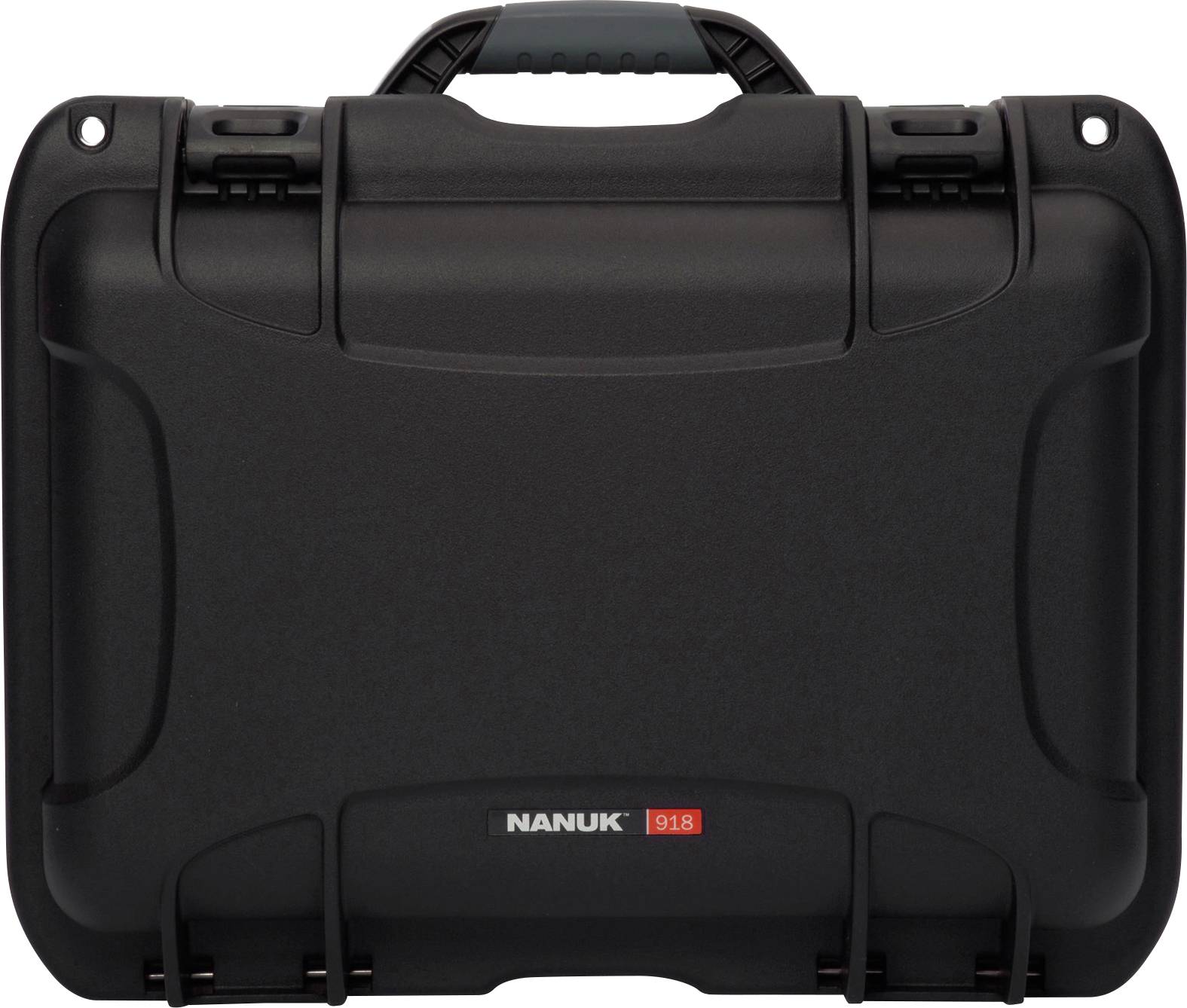 A black, robust Nanuk 918 case with carry handle.