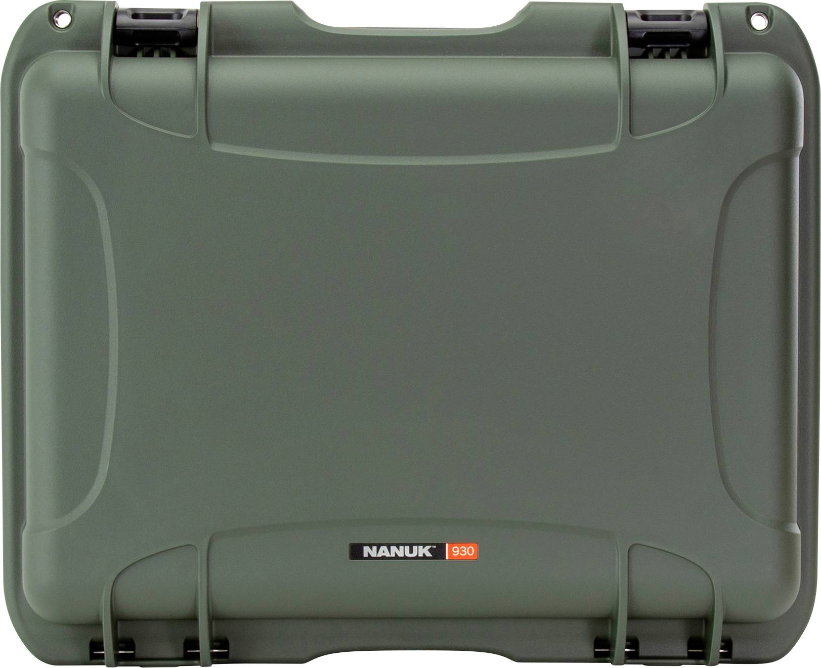 A green, robust Nanuk 930 hard-shell case, closed.