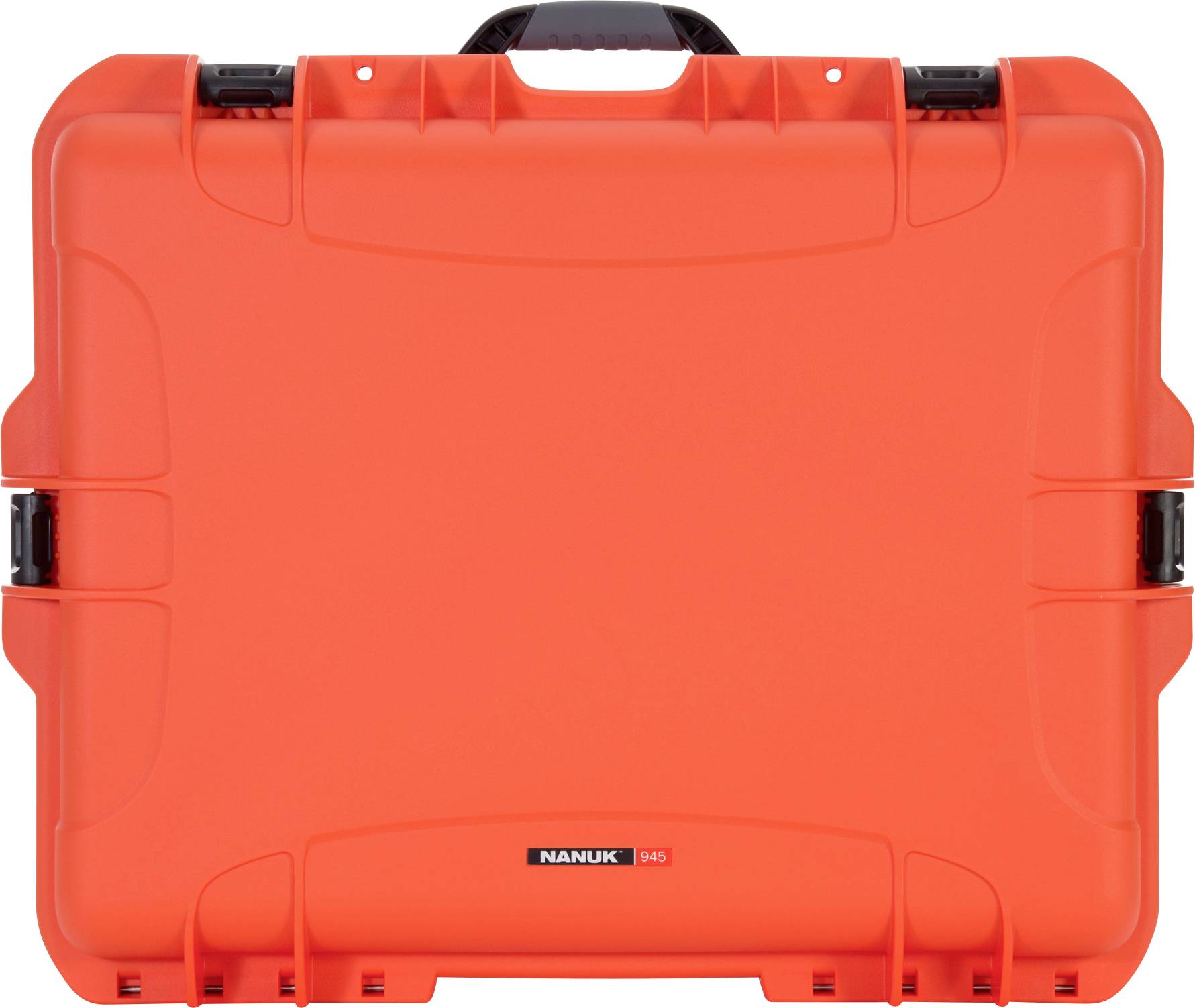 A bright orange, weatherproof transport case with the brand name 'NANUK 945' on the front, sturdy and lockable.