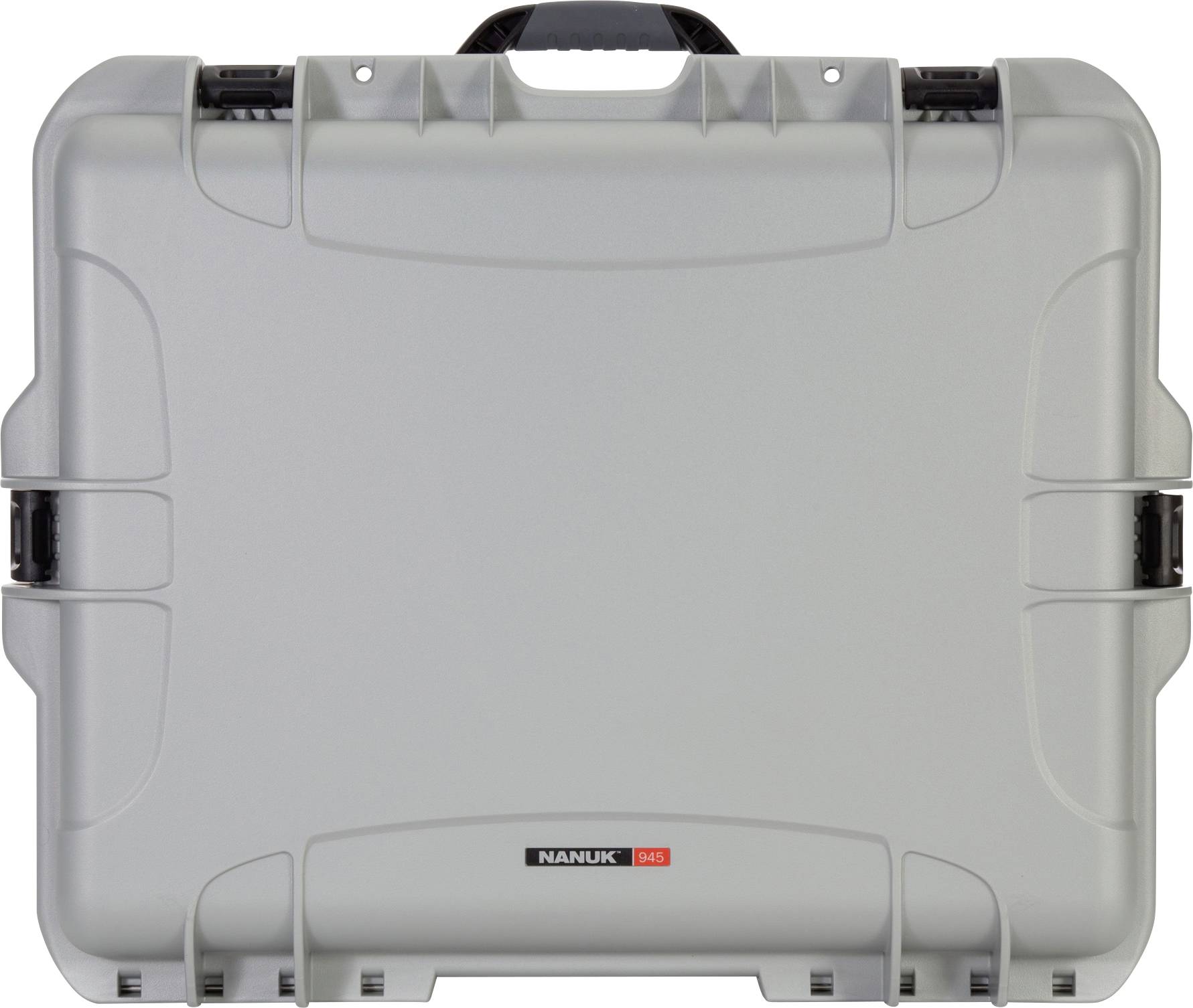A robust, light grey protective case with handle and black latches, perfect for the secure transportation of delicate equipment.