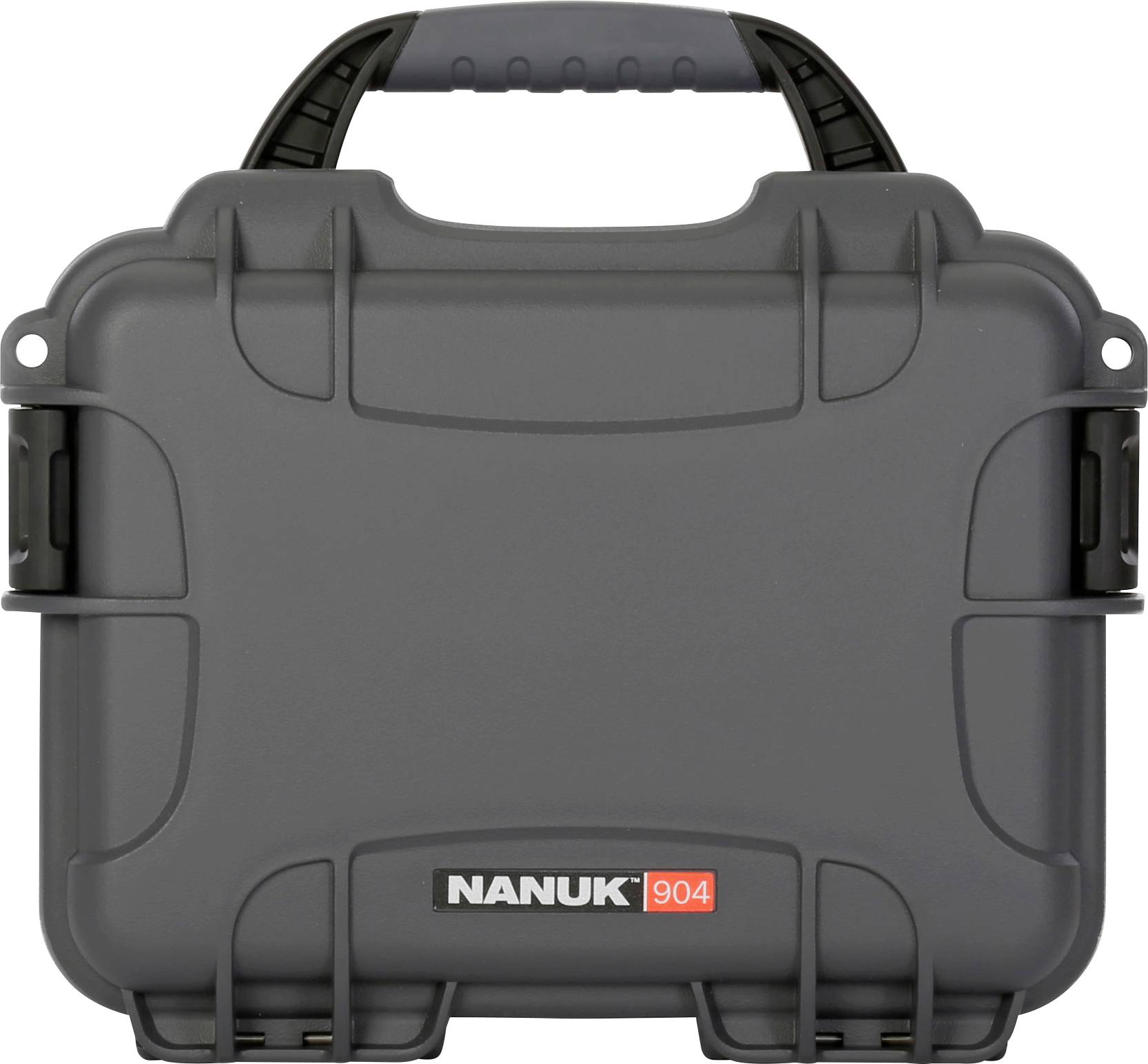 Grey, robust Nanuk 904 case with carry handle. Ideal for secure transportation of delicate items.