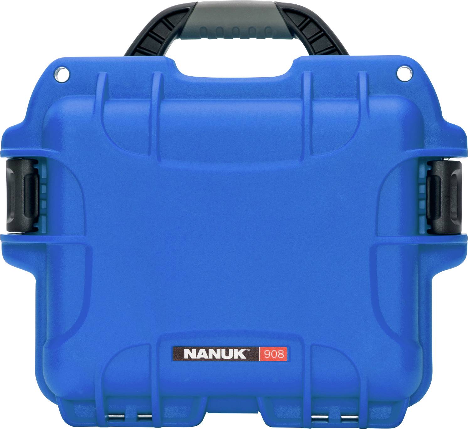 Blue, robust tool case with black handle, brand label 'NANUK 908' on the front, suitable for secure transportation.