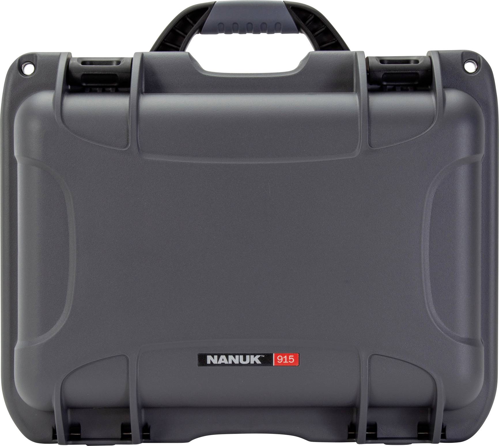 A sturdy black transport case with a handle and the inscription 'NANUK 915'.