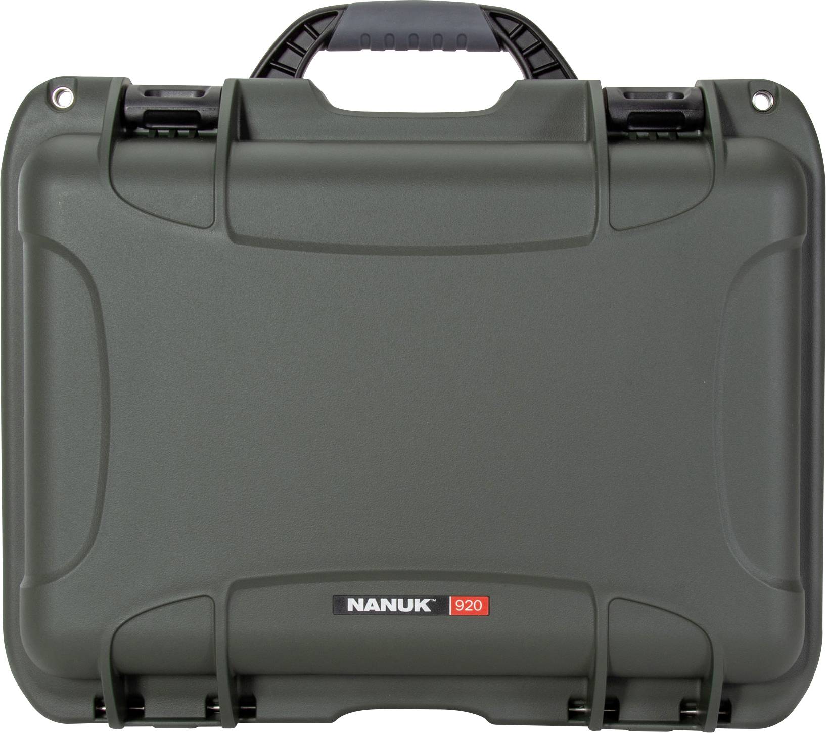 A robust, grey hard-shell case with a black handle and two latches, labelled 'NANUK 920'.