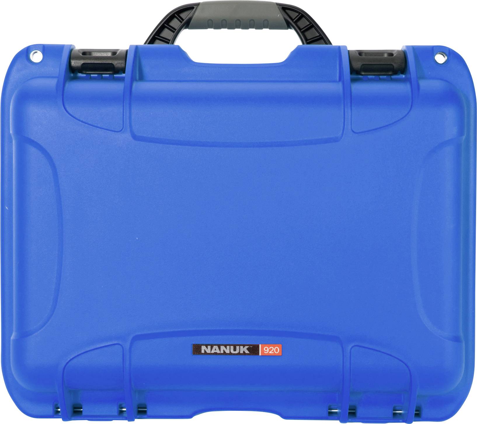 Blue, sturdy hard-shell case with a black handle. 'NANUK 920' printed on the front. Suitable for secure transportation.