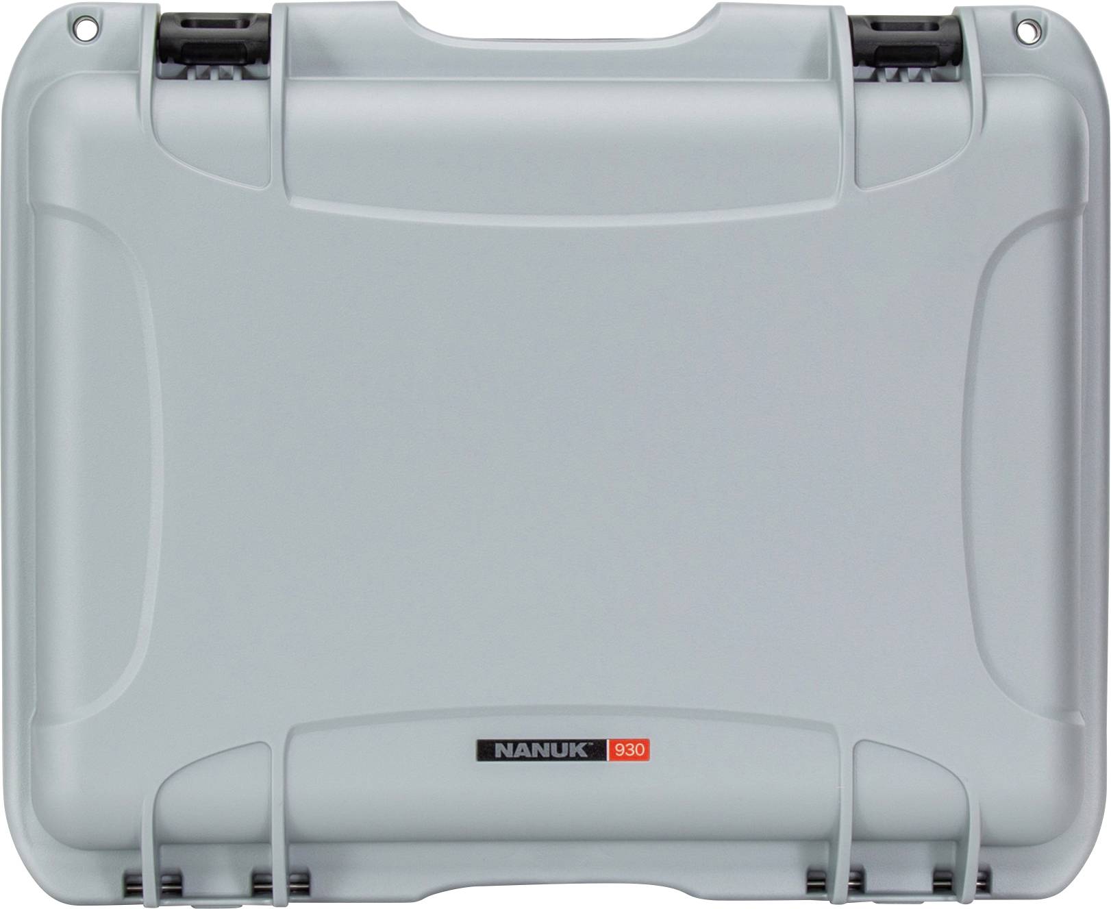 A grey, robust hard-shell case by Nanuk, Model 930, with a sturdy locking mechanism, ideal for protecting equipment.