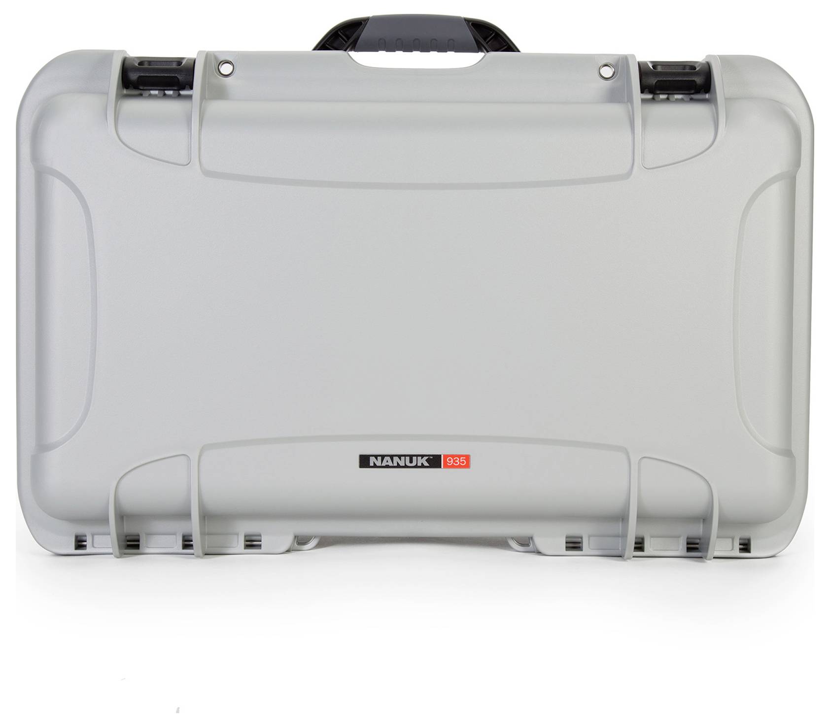 Silver hard-shell case with black handle, robust design; 'Nanuk' brand on the front.