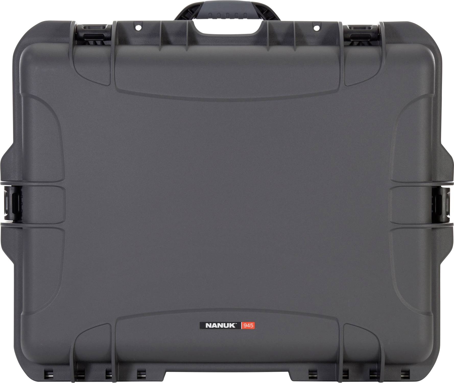 Black, robust Nanuk 945 transport case with two side locks and ergonomic handle, suitable for secure transportation.