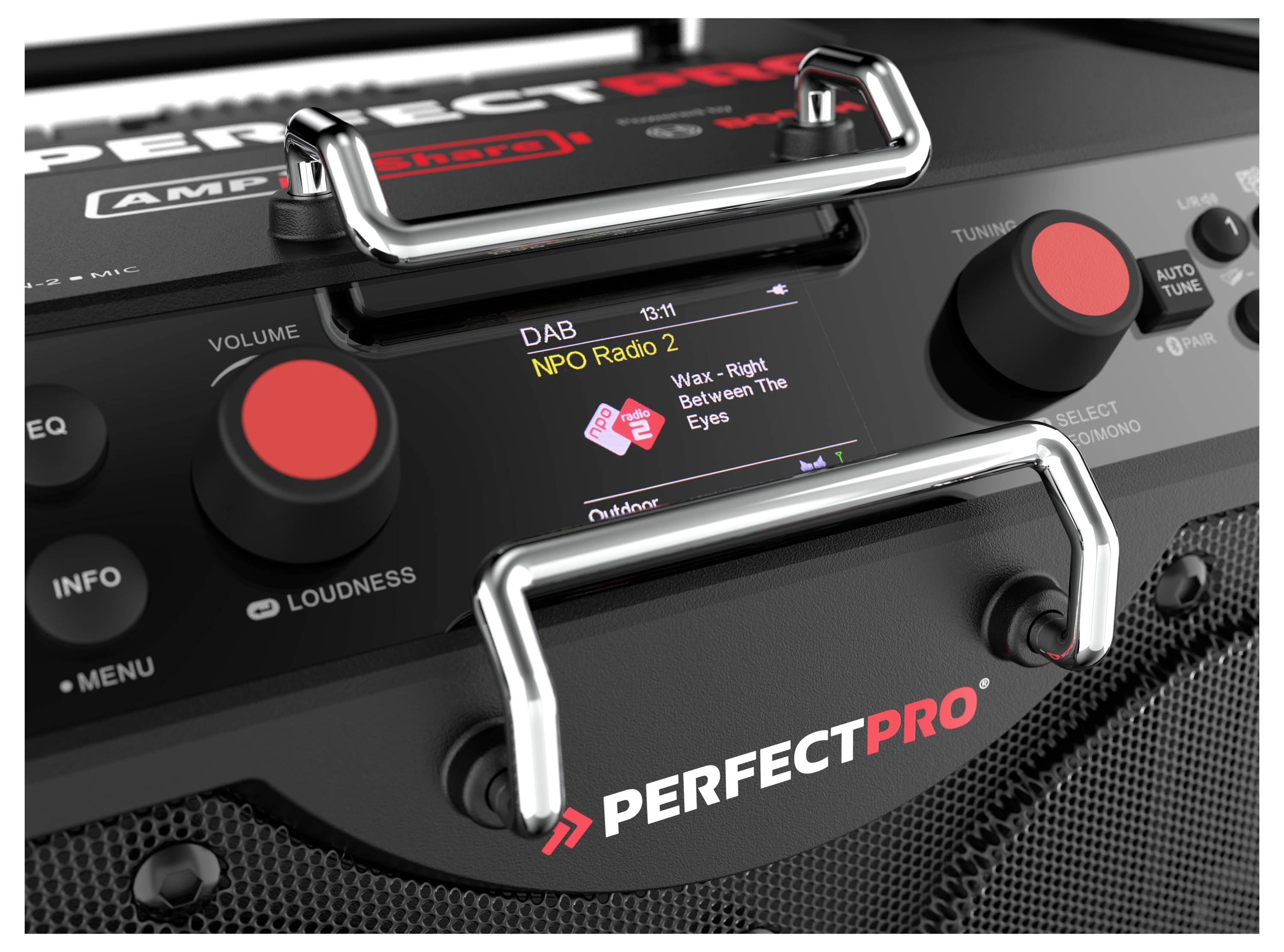 PerfectPro ROCKHART 18V Workplace radio DAB+, FM AUX, Bluetooth, DAB+, SD, FM, USB Powerbank function, splashproof, dustproof