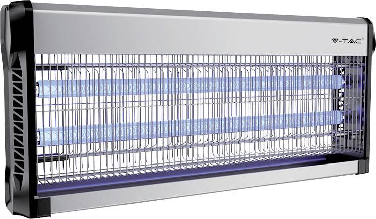Electric insect killer with metal mesh and blue UV lamps, used for controlling flying insects indoors.