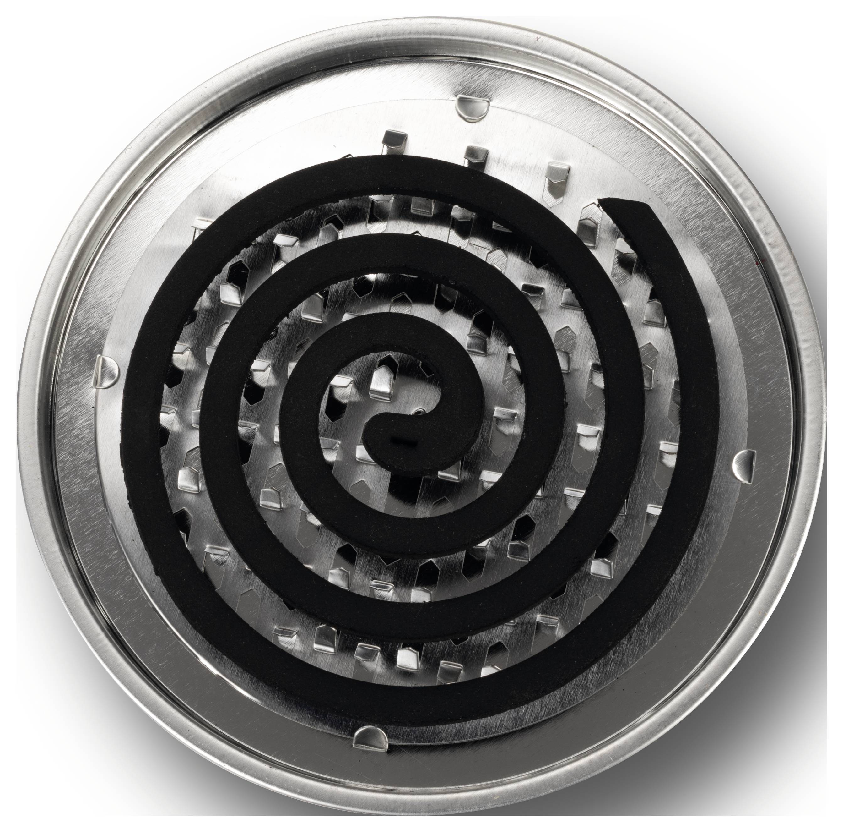 Circular steel rasp with a spiral pattern; used for evenly grinding food in suitable appliances.