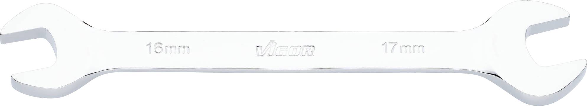 A silver two-ended spanner with 16 mm and 17 mm socket sizes.