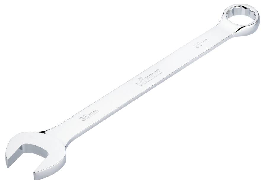 Open-ended spanner made of metal with brand inscription and size marking '36 mm'.