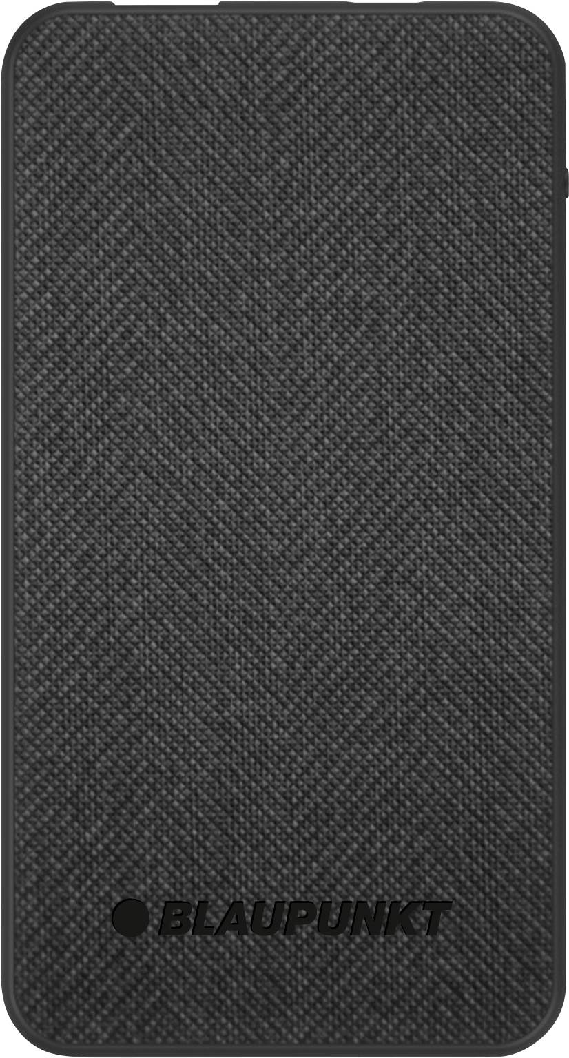 Blaupunkt power bank in a black fabric-effect design.